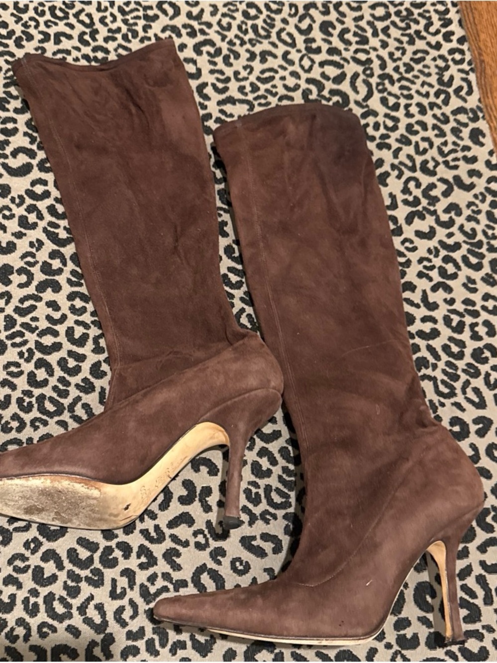 Jimmy Choo Brown Suede Knee Stiletto Boots